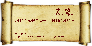Kálmánczi Miklós névjegykártya